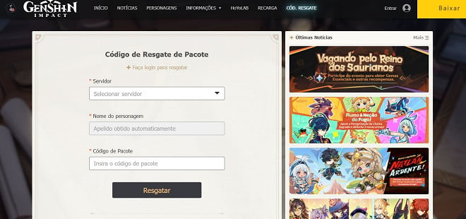 Códigos Genshin Impact (Março 2025)