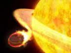 Hubble registra planeta sendo engolido por estrela