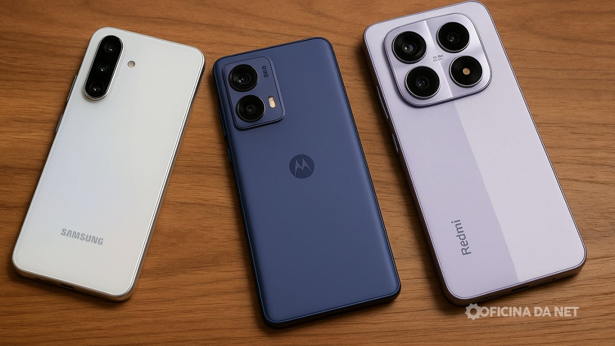 Listamos os 10 melhores celulares de até R$ 1.500 para comprar em 2025. Imagem: Oficina da Net
