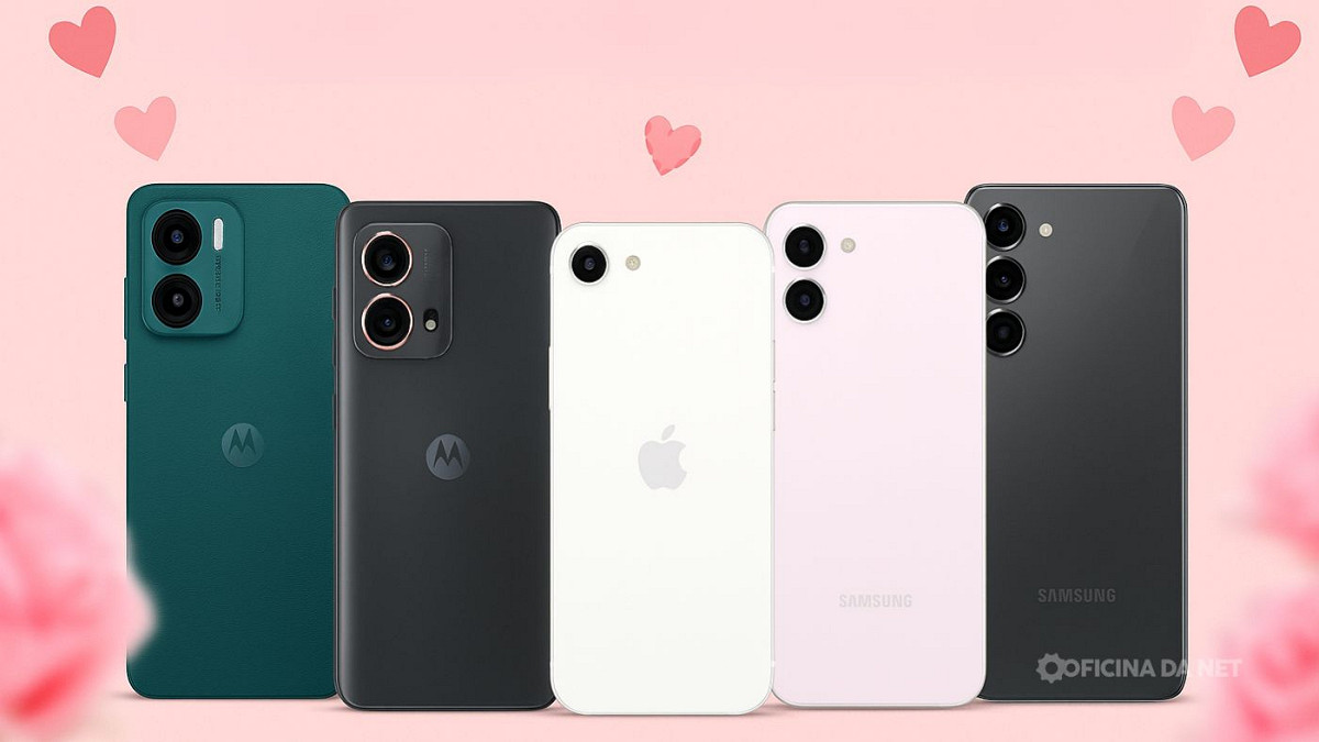 5 celulares para dar de presente no Dia das Mães. Imagem: Oficina da Net