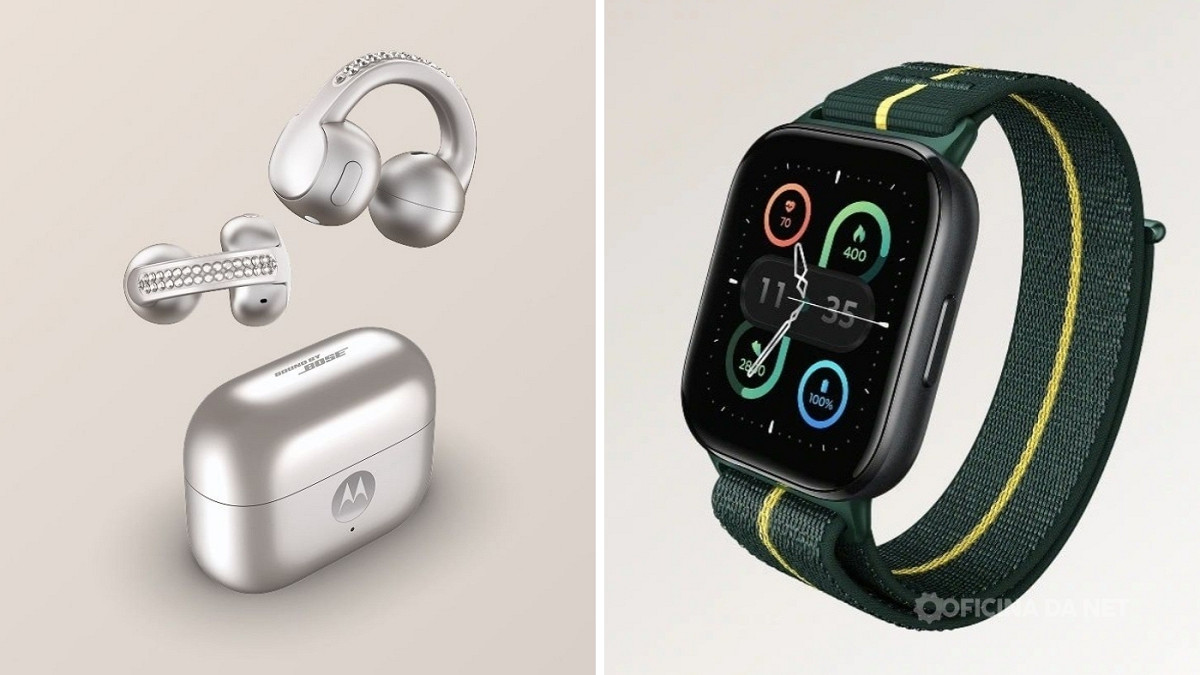 Motorola lança Moto Buds Loop e Watch Fit. Imagem: Oficina da Net