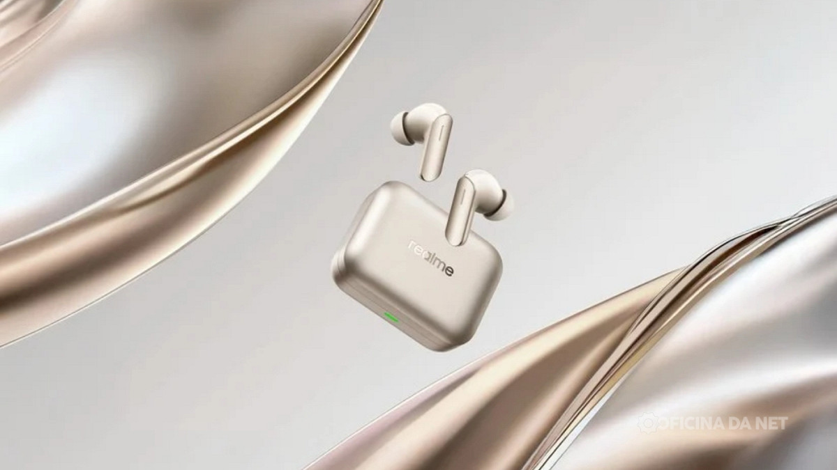 realme Buds Air 7 com ANC de 52 dB e até 52h de bateria chega ao Brasil em breve. Imagem: realme/Divulgação