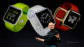 Apresentação do Apple Watch em 2014 com Steve Jobs no palco. Imagem: Reprodução Apresentação do Apple Watch em 2014 com Steve Jobs no palco. Imagem: Reprodução