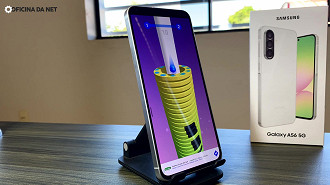 Galaxy A56 na quinta etapa do teste de bateria. Fonte: Oficina da Net Galaxy A56 na quinta etapa do teste de bateria. Fonte: Oficina da Net