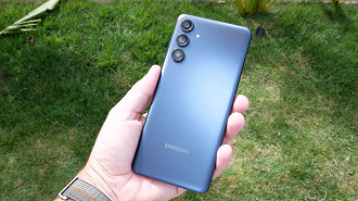 Galaxy M55. Imagem: Oficina da Net Galaxy M55. Imagem: Oficina da Net
