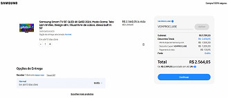 Samsung Smart TV 55 QLED 4K Q65D com 53% de desconto. Samsung Smart TV 55 QLED 4K Q65D com 53% de desconto.