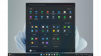 Novo design do Menu Iniciar do Windows 11. Imagem: Reprodução Novo design do Menu Iniciar do Windows 11. Imagem: Reprodução