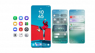 One UI 7 traz um visual remodelado para os celulares Samsung. Imagem: Samsung/Reprodução One UI 7 traz um visual remodelado para os celulares Samsung. Imagem: Samsung/Reprodução