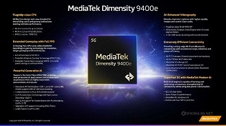 Dimensity 9400e é lançado com foco em IA e desempenho para celulares na categoria custo-benefício. Imagem: Reprodução Dimensity 9400e é lançado com foco em IA e desempenho para celulares na categoria custo-benefício. Imagem: Reprodução