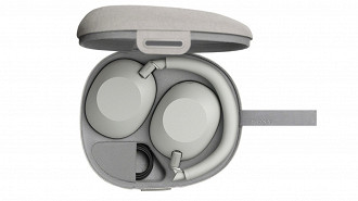 Sony WH-1000XM6 na case. Imagem: sony/Reprodução Sony WH-1000XM6 na case. Imagem: sony/Reprodução