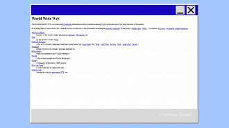 Essa é a primeira página web pública. Imagem: Oficina da Net Essa é a primeira página web pública. Imagem: Oficina da Net