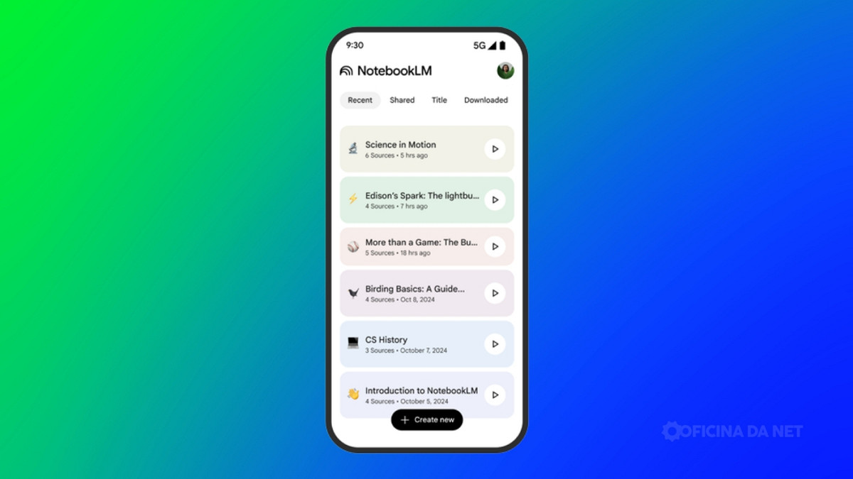 Google lança app do NotebookLM no Android com podcasts de IA e interação por voz