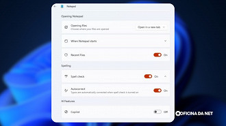 É possívle desativar os recursos d eIa do Bloco de Notas. Imagem: Windows Latest/REprodução É possívle desativar os recursos d eIa do Bloco de Notas. Imagem: Windows Latest/REprodução