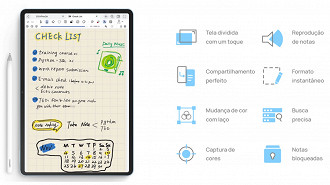 Huawei Notes, recurso exclusivo da Huawei, permite escrever no tablet como se fosse um papel