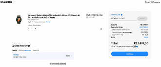 Galaxy Watch7 de 40mm LTE com 50% de desconto nessa semana! Galaxy Watch7 de 40mm LTE com 50% de desconto nessa semana!