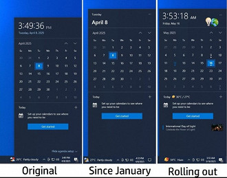 Mudança do Calendário deixou a aba mais colorida, mas você pode desativar se quiser. Imagem: Windows Latest Mudança do Calendário deixou a aba mais colorida, mas você pode desativar se quiser. Imagem: Windows Latest