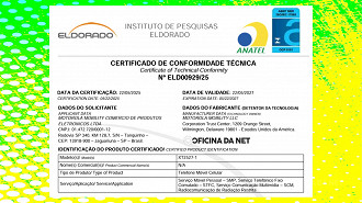 Trecho do certificado de Conformide Técnica, emitido pela Anatel, para o modelo Motorola XT2527-1