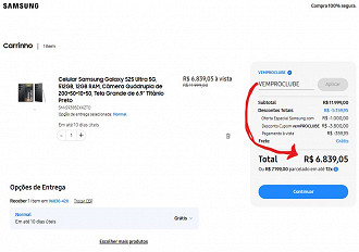 Galaxy S25 Ultra de 512GB em promoção; Testamos o CUPOM VEMPROCLUBE Galaxy S25 Ultra de 512GB em promoção; Testamos o CUPOM VEMPROCLUBE