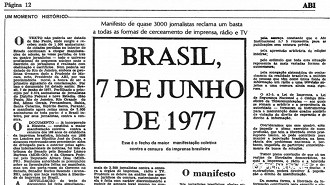 Manifesto pela Liberdade de Imprensa no Brasil Manifesto pela Liberdade de Imprensa no Brasil