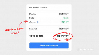 Use o cupom MELI15 e garanta mais R$ 50 de desconto. Imagem: Oficina da Net Use o cupom MELI15 e garanta mais R$ 50 de desconto. Imagem: Oficina da Net