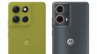 Moto G86 (a esquerda) e Moto G85. Imagem: Oficina da Net Moto G86 (a esquerda) e Moto G85. Imagem: Oficina da Net
