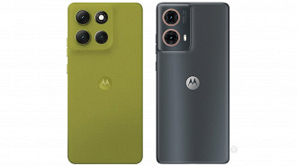 Moto G86 (a esquerda) e Moto G85. Imagem: Oficina da Net Moto G86 (a esquerda) e Moto G85. Imagem: Oficina da Net