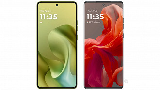 Moto G86 (a esquerda) e Moto G85. Imagem: Oficina da Net Moto G86 (a esquerda) e Moto G85. Imagem: Oficina da Net