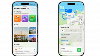 Mapas que aprendem sua rotina. Imagem: Apple/Reprodução Mapas que aprendem sua rotina. Imagem: Apple/Reprodução