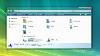 Windows Aero, o visual de vidro, do Windows Vista. Imagem: Reprodução Windows Aero, o visual de vidro, do Windows Vista. Imagem: Reprodução