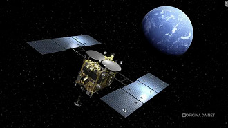 Uma cápsula da espaçonave japonesa Hayabusa, contendo partículas do asteroide 25143 Itokawa, retorna à Terra. Imagem: Jaxa/Reprodução Uma cápsula da espaçonave japonesa Hayabusa, contendo partículas do asteroide 25143 Itokawa, retorna à Terra. Imagem: Jaxa/Reprodução