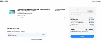 Galaxy Tab S10 FE+ WiFi está com 46% de desconto na Samsung. Galaxy Tab S10 FE+ WiFi está com 46% de desconto na Samsung.