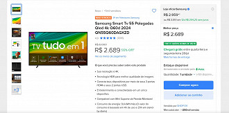 Smart TV Samsung QLED 4K de 55 polegadas está com 55% de desconto no Mercado Livre! Smart TV Samsung QLED 4K de 55 polegadas está com 55% de desconto no Mercado Livre!