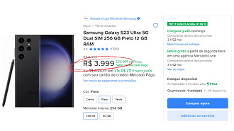 Galaxy S23 Ulta saindo por R$ 3.999 no Mercado Livre