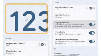 Nova lupa para teclado do Android 16. Imagem: Android Headlines/Reprodução