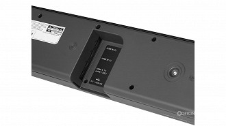 Conexões traseiras da soundbar LG S95QR. Imagem: LG/Reprodução