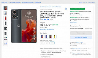 Moto G85 5G de 256GB de armazenamento com 26% de desconto no Mercado Livre! Moto G85 5G de 256GB de armazenamento com 26% de desconto no Mercado Livre!