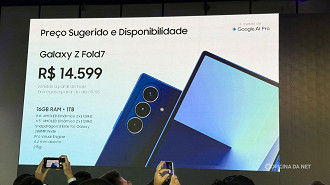 Galaxy Z Fold 7 chega ao Brasil a partir de R$ 14.599 na versão com 16 GB de RAM e 1 TB de armazenamento. Imagem: @falarafa_tech