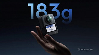 A Osmo 360 é leve e compacta. Imagem: DJI/Reprodução A Osmo 360 é leve e compacta. Imagem: DJI/Reprodução
