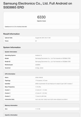 Exynos 1680 bate 6330 pontos no OpenCL