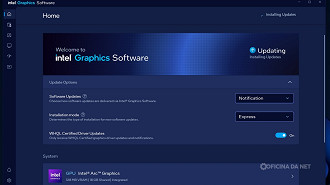 Para quem já tem o app Intel Graphics Software no computador, basta acessar e instalar o novo driver. Imagem: Windows Latest/Reprodução