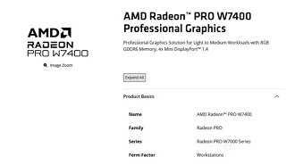Modelo Radeon PRO W7400 listado no site oficial da AMD. Imagem: Reprodução Modelo Radeon PRO W7400 listado no site oficial da AMD. Imagem: Reprodução