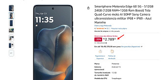 Print que comprova a oferta do Motorola Edge 60