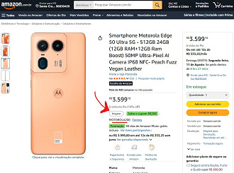 Oferta na Amazon, resgate o cupom MOTOROLA200 no link abaixo e compre por R$ 3.399
