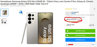 Galaxy S25 Ultra em oferta na Magazine Luiza