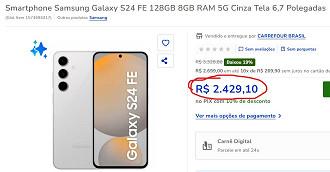 Galaxy S24 FE em oferta na Casas Bahia