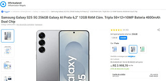 Print que comprova oferta do Galaxy S25