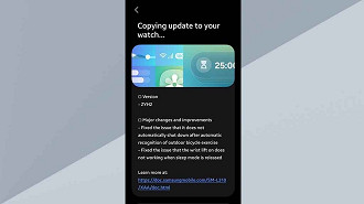 Galaxy Watch 7 recebendo a segunda atualizaçaõ beta da One UI 8 Watch. Imagem: u/Enjinr/Reddit Galaxy Watch 7 recebendo a segunda atualizaçaõ beta da One UI 8 Watch. Imagem: u/Enjinr/Reddit