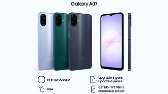 Galaxy A07 aparece com três cores e Android 15 Galaxy A07 aparece com três cores e Android 15