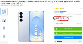 Galaxy S25 Plus em oferta na Magazine Luiza