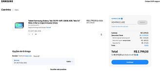 Galaxy Tab S10 FE+ WiFi por um dos menores preços que ele já teve na loja oficial da Samsung.
